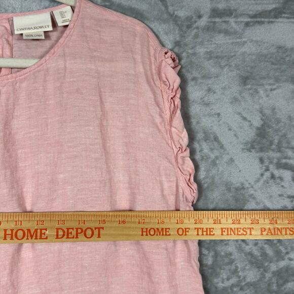 Cynthia Rowley Top Large Pink 100% Linen - Picture 7 of 8